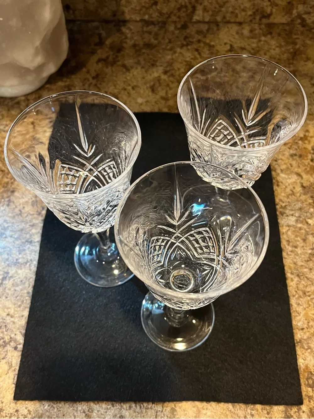 Clear Cut Crystal Wine Glasses - Set of 3